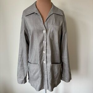 Jenne Maag Vintage Gray Linen Blend Single Breasted Button Front Blazer EUC S